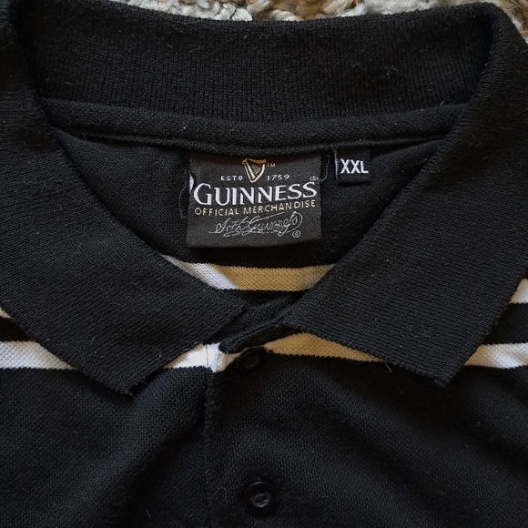 Guinness | Men's black & white striped polo official merchandise - Picture 4 of 6